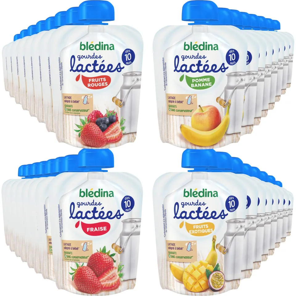 bl-dina-gourdes-lact-es-aux-fruits-d-s-10-mois-32-x-85-g-4-vari-t-s image 1