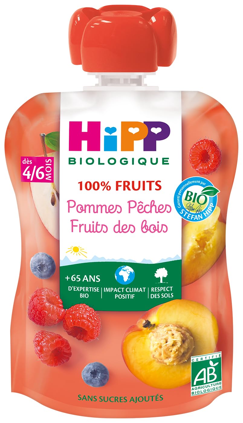 hipp-biologique-gourdes-pommes-p-ches-fruits-des-bois-90-g-lot-de-6 image 2
