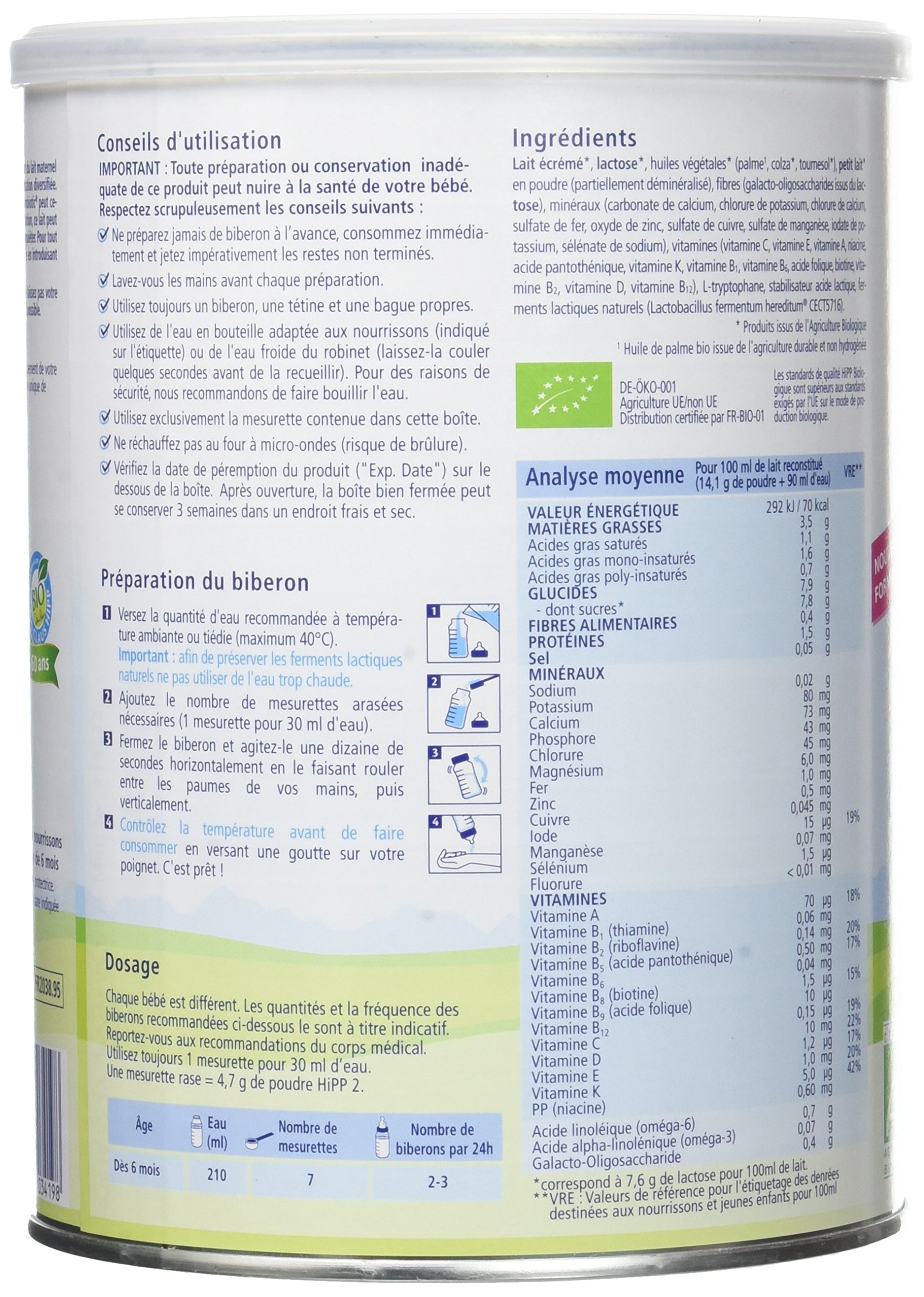 hipp-biologique-lait-2-combiotic-lait-de-suite-d-s-6-mois-6-bo-tes-de-900-g image 3