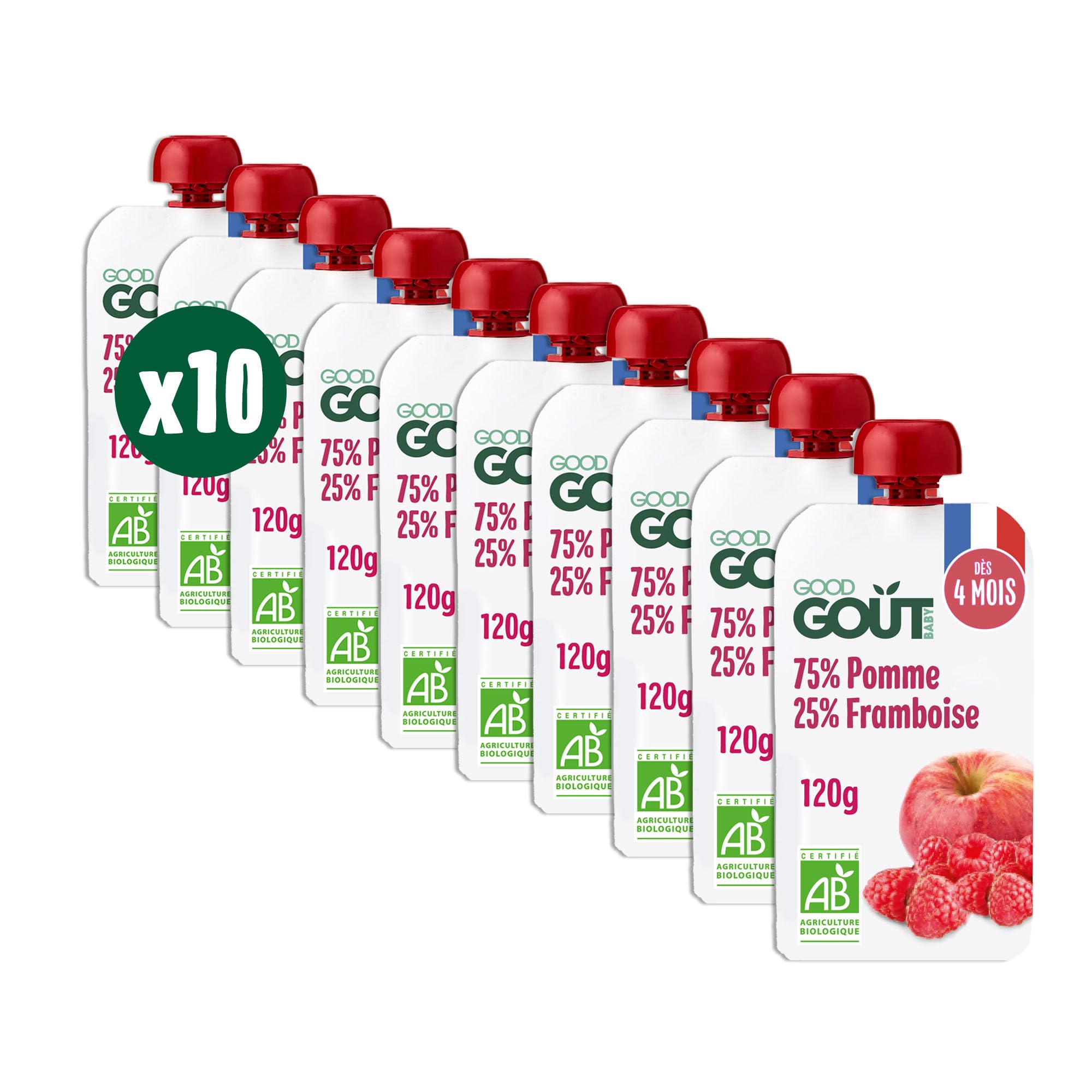 good-go-t-gourdes-pomme-framboise-75-25-pur-e-b-b-d-s-4-mois-bio-10x120g image 1