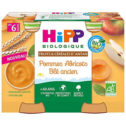 hipp-biologique-pommes-abricots-bl-ancien-pots-2x190g-d-s-6-mois-lot-de-24-pots- image 6