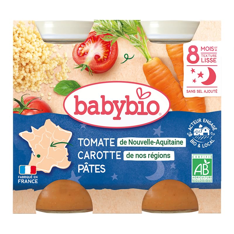 babybio-petits-pots-compot-e-de-carottes-tomate-p-tes-bio-8-mois-2x200g-lot-de-6 image 4