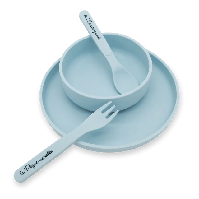 popote-le-kit-vaisselle-b-b-en-silicone-100-sans-bpa-4-pi-ces-d-s-4-6-mois image 1