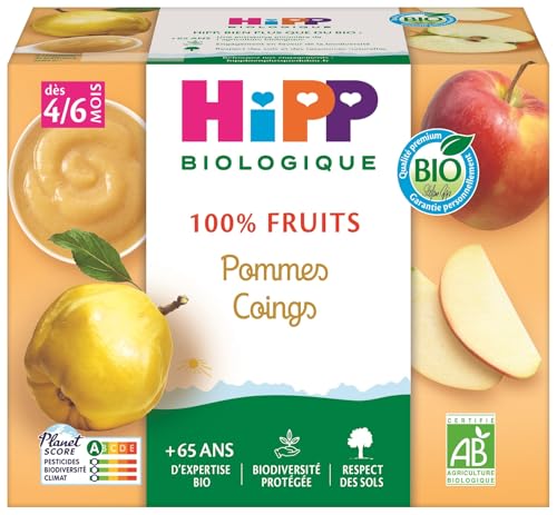 hipp-pommes-coings-bio-d-s-4-6-mois-4-coupelles-de-100-g-pack-de-6-24-coupelles image 4