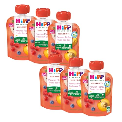 hipp-biologique-gourdes-pommes-p-ches-fruits-des-bois-90-g-lot-de-6 image 4