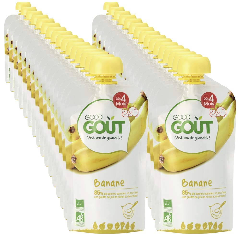 good-go-t-gourdes-bio-banane-d-s-4-mois-120-g-pack-32-gourdes-8-baby-clips image 1