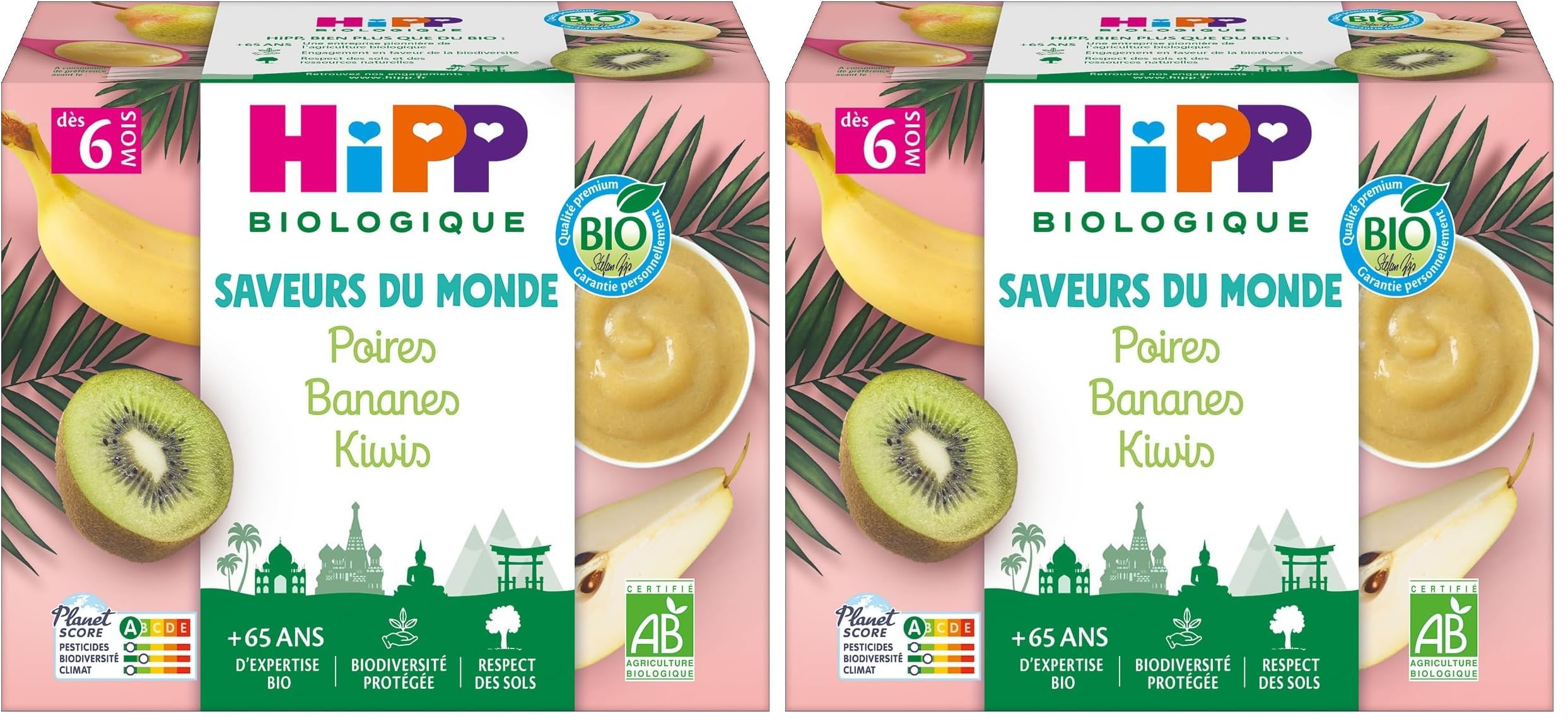 hipp-saveurs-du-monde-bananes-poires-mangues-bio-4-coupelles-x-100g image 8