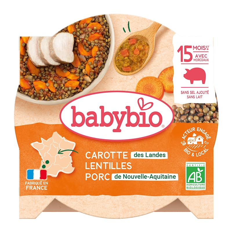 babybio-assiette-carotte-porc-lentilles-bio-15-mois-260g-lot-de-8 image 5