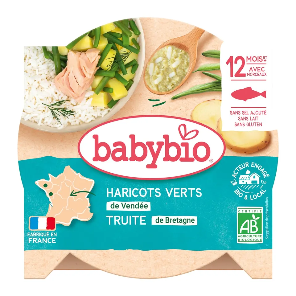 babybio-assiette-haricots-verts-de-vend-e-truite-de-bretagne-230g-12-mois image 1