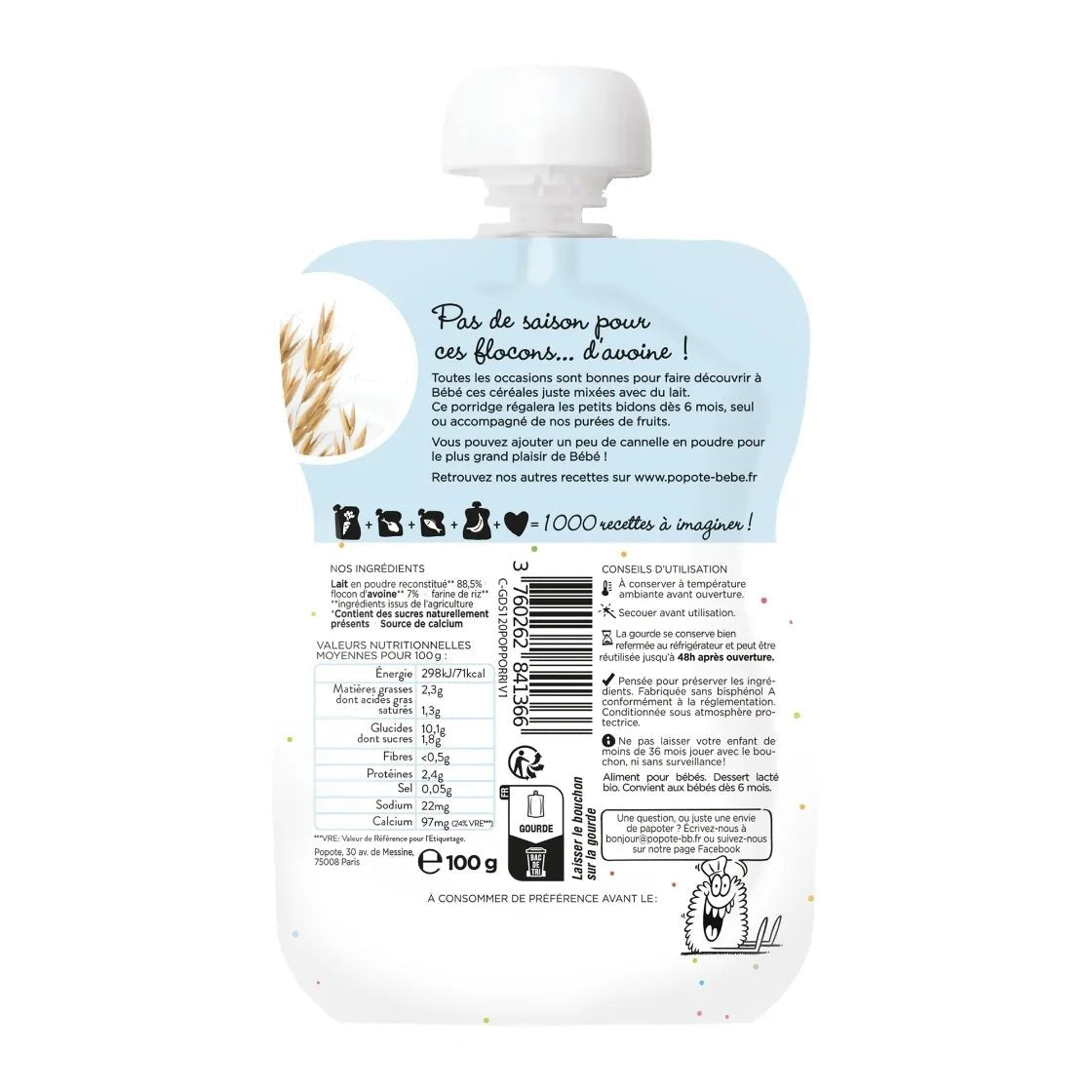 popote-le-porridge-porridge-b-b-bio-aux-flocons-d-avoine-et-lait-d-s-6-mois image 2