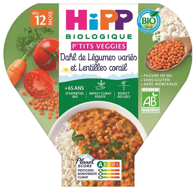 hipp-p-tits-veggies-plat-b-b-dahl-de-l-gumes-vari-s-lentilles-corail-d-s-12-mois image 1