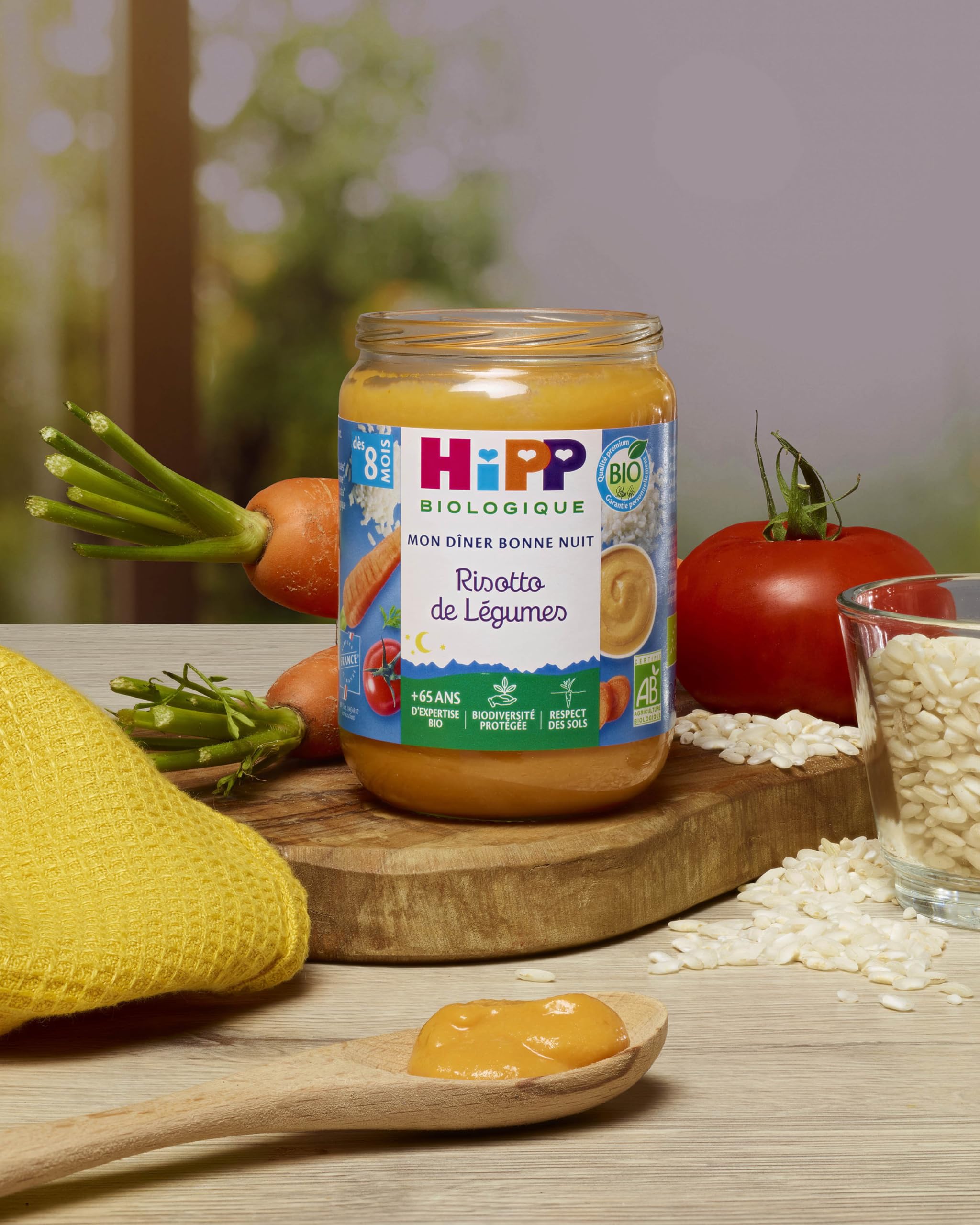 hipp-mon-d-ner-bonne-nuit-risotto-de-l-gumes-bio-d-s-8-mois-lot-de-12-pots-de-19 image 6