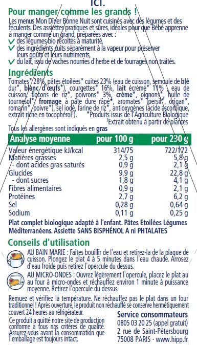 hipp-bio-p-tes-toil-es-l-gumes-m-diterran-ens-menu-du-soir-d-s-12-mois-6-assiett image 5