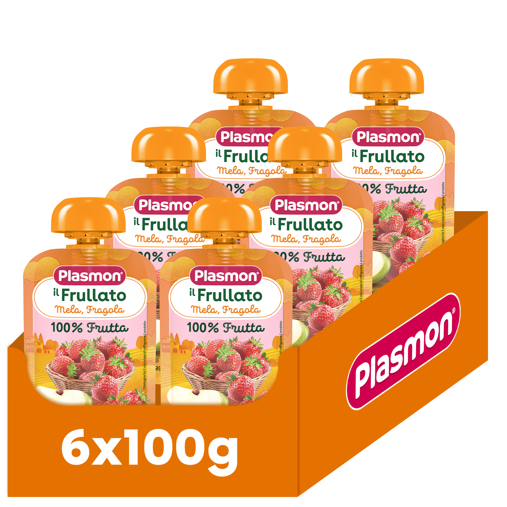 plasmon-frullato-100-frutta-mela-e-fragola-6x100-g image 1