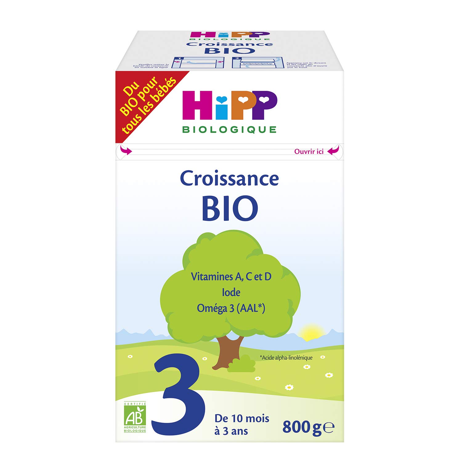 hipp-biologique-lait-3-bio-croissance-d-s-10-mois-4-bo-tes-de-800-g image 1