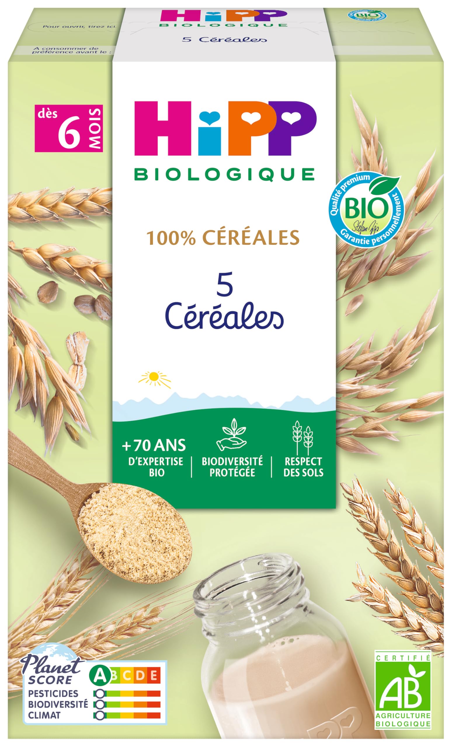 hipp-100-c-r-ales-bio-5-c-r-ales-d-s-6-mois-lot-de-6x250g image 2