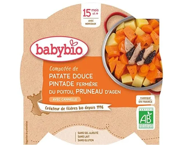 babybio-assiette-compot-e-patate-douce-pintade-fermi-re-pruneaux-260g-d-s-15-moi image 1