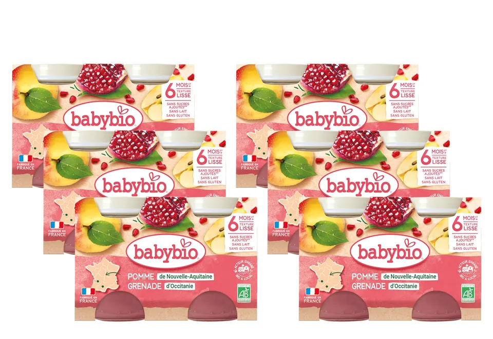 babybio-petits-pots-pomme-grenade-bio-2x130-g-lot-de-6 image 1
