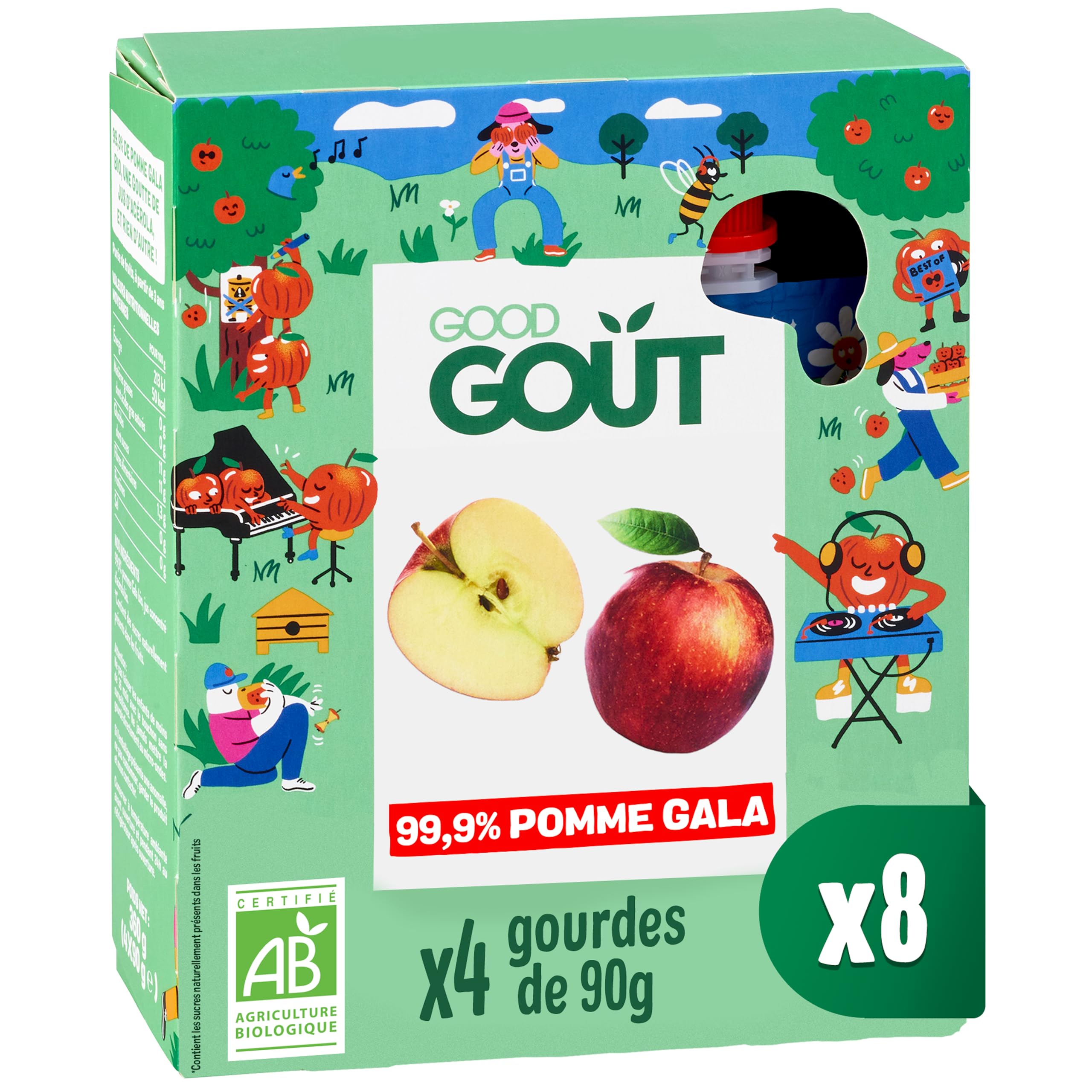 good-go-t-gourdes-pomme-gala-99-9-fruits-sans-sucres-ajout-s-bio-d-s-3-ans-4x90g image 1