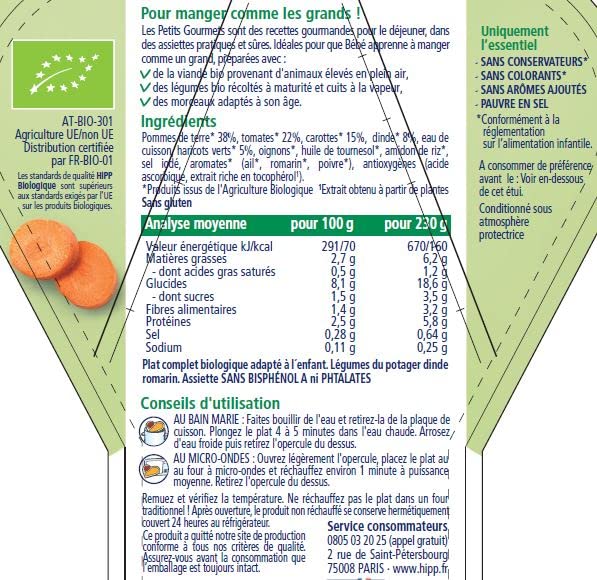 hipp-biologique-les-petits-gourmets-l-gumes-du-potager-dinde-romarin-d-s-12-mois image 5