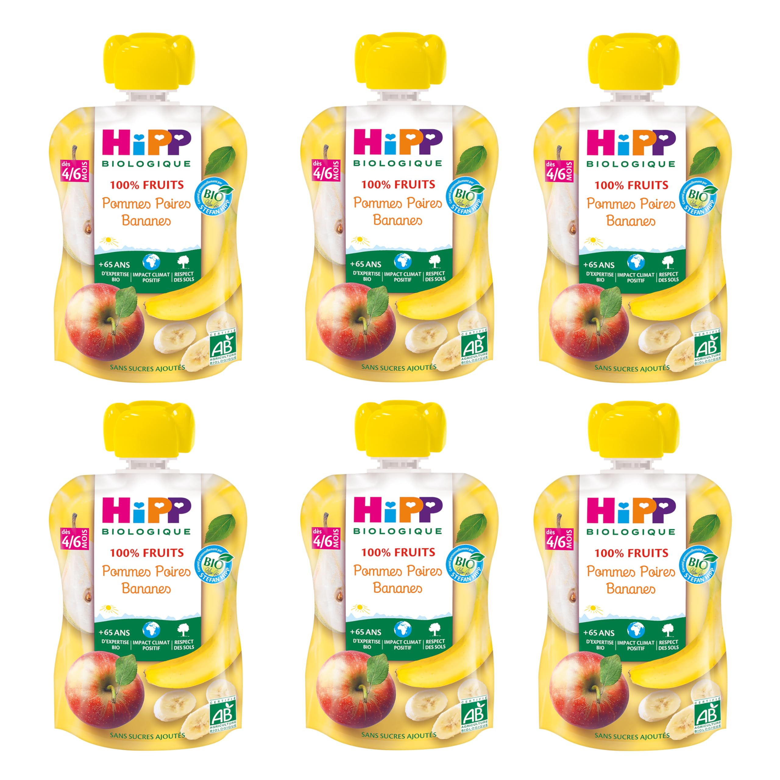 hipp-biologique-gourdes-pommes-poires-bananes-90-g-lot-de-6 image 1
