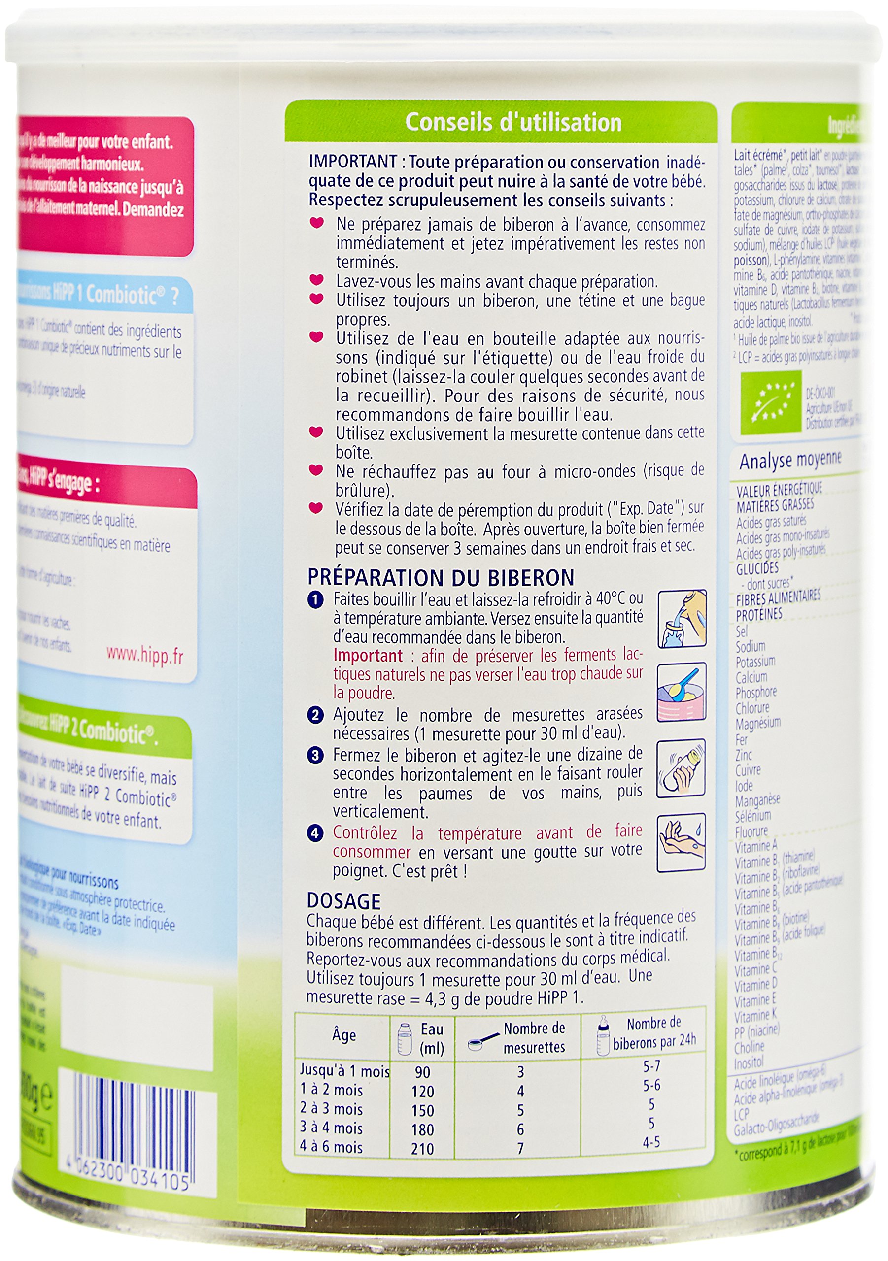 hipp-biologique-lait-1-combiotic-pour-nourrisson-0-6-mois-6-bo-tes-de-900-g image 3