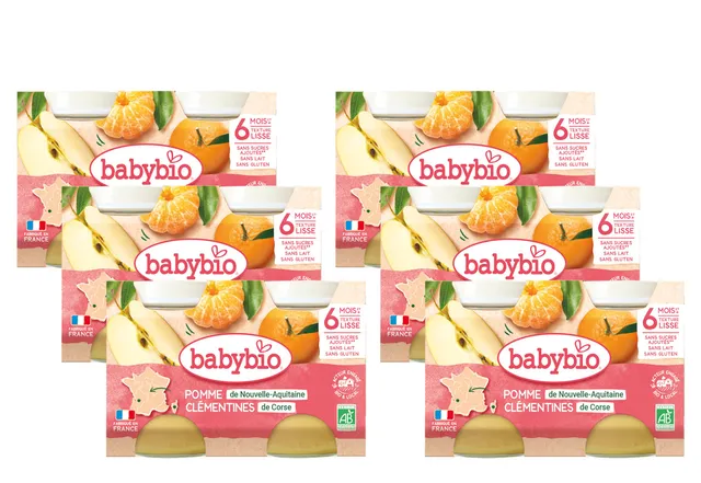 babybio-petits-pots-pomme-d-aquitaine-cl-mentine-de-corse-bio-6-mois-2x130g-lot- image 1