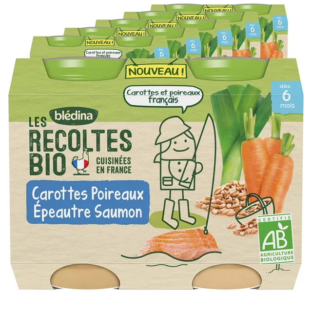 bl-dina-les-r-coltes-bio-carottes-poireaux-peautre-saumon-d-s-6-mois-2x200-g-pac image 1