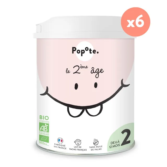 popote-lait-2-me-ge-bio-800g-lot-de-6-bo-tes-6-12-mois image 1