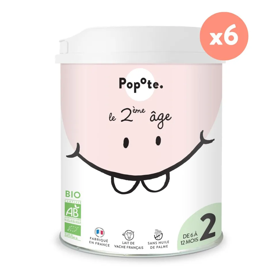 popote-lait-2-me-ge-bio-800g-lot-de-6-bo-tes-6-12-mois image 1