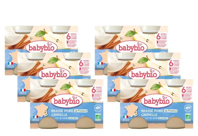 babybio-petits-pots-brass-poire-cannelle-d-s-6-mois-bio-12-x-130-g-6-x-2x130-g image 1