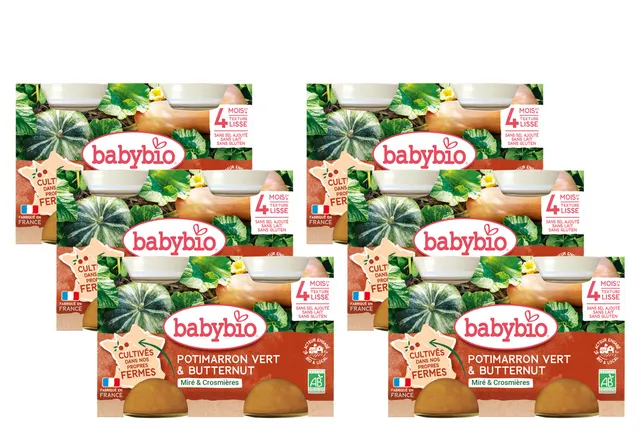 babybio-petits-pots-potimarron-vert-et-courge-butternut-d-s-4-mois-2x130g-lot-de image 1