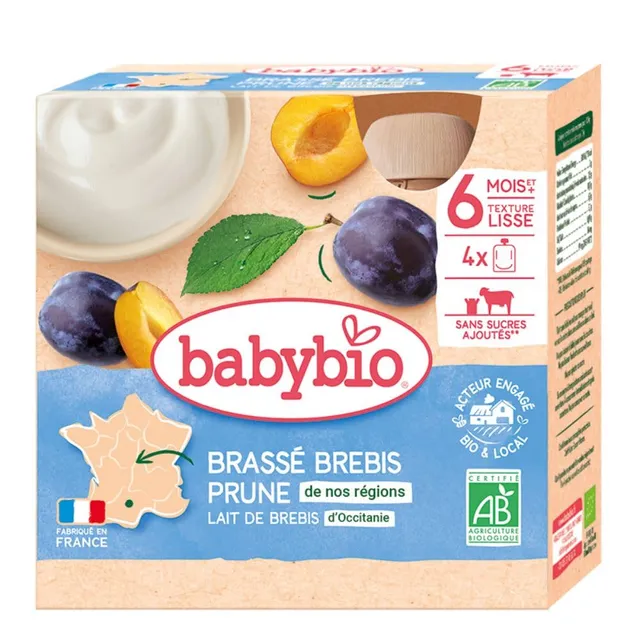 babybio-brass-au-lait-de-brebis-prune-dessert-b-b-bio-4-gourdes-de-85-g image 1