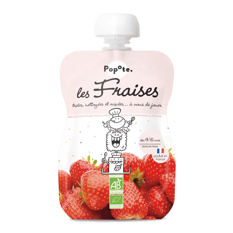 popote-les-fraises-compote-fraise-bio-lisse-d-s-4-6-mois image 1