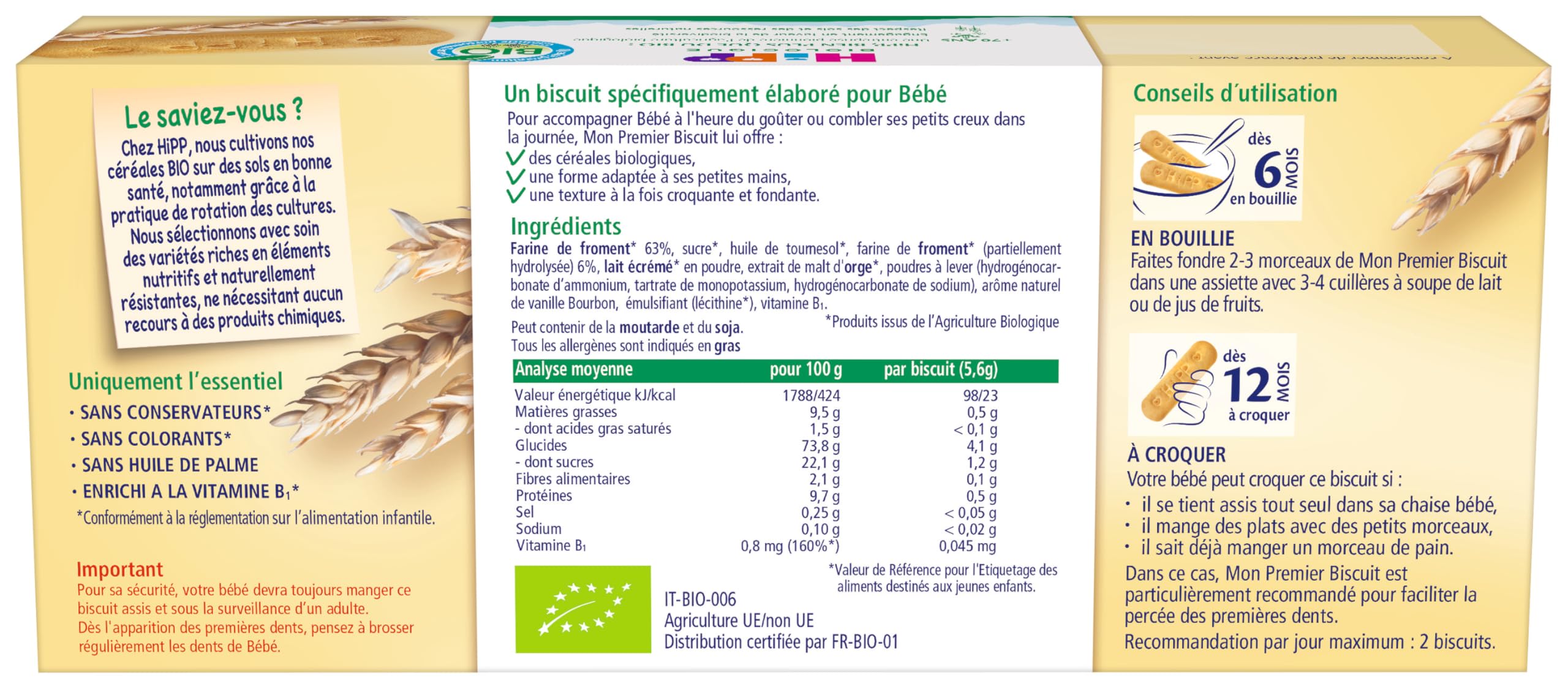 hipp-mon-premier-biscuit-bio-d-s-6-mois-lot-de-6-bo-tes-de-180g image 2