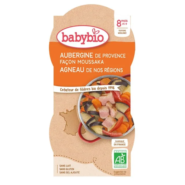 babybio-petit-bol-aubergines-fa-on-moussaka-agneau-fran-ais-8-mois-2x200g image 1