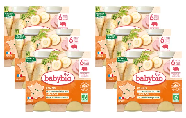 babybio-petits-pots-panais-jambon-de-corr-ze-2-x-200-g-d-s-6-mois-bio-lot-de-6 image 1