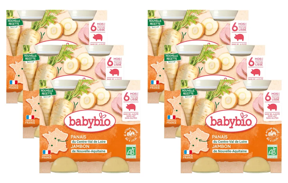 babybio-petits-pots-panais-jambon-de-corr-ze-2-x-200-g-d-s-6-mois-bio-lot-de-6 image 1