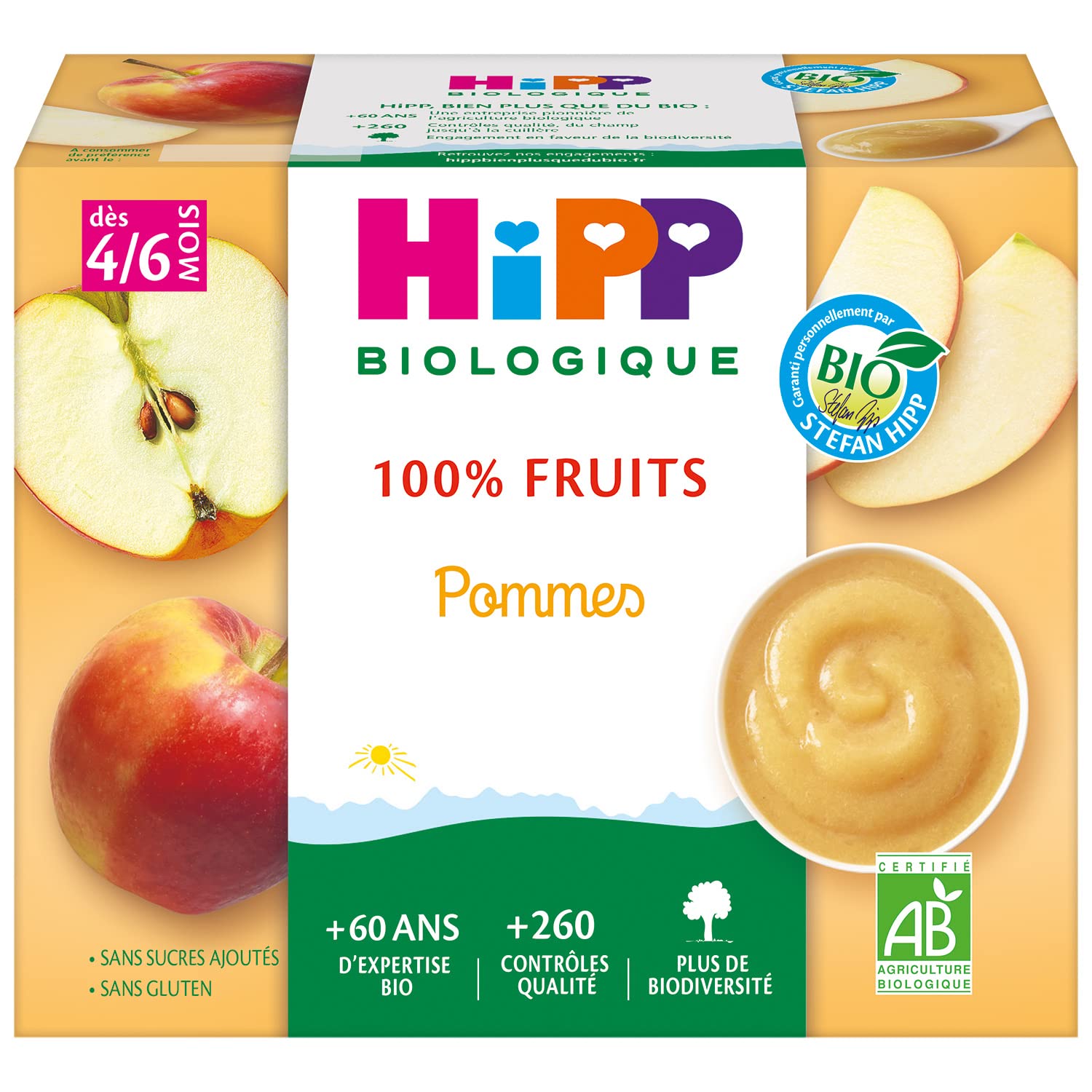 hipp-biologique-100-fruits-coupelles-100-g-3-vari-t-s-pommes-pommes-pruneaux-pom image 2
