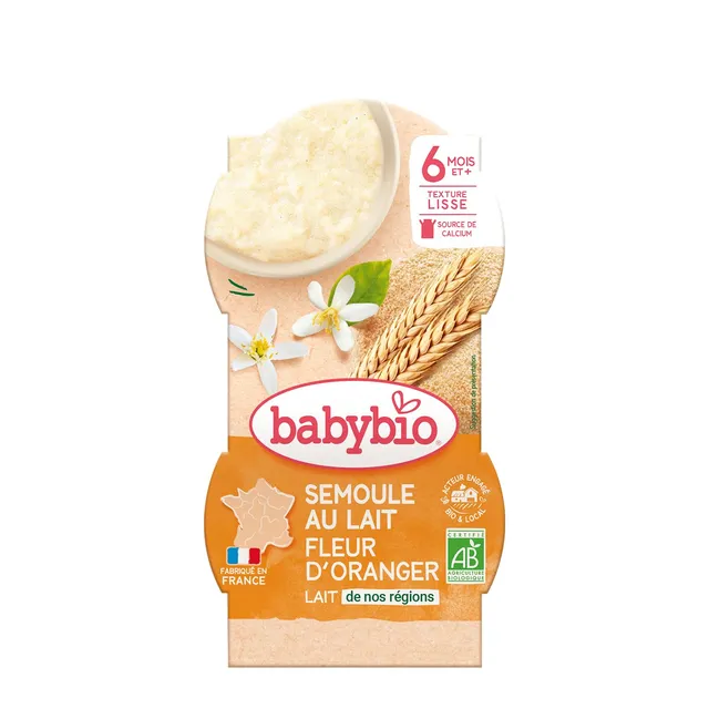 babybio-dessert-lact-semoule-au-lait-fleur-d-oranger-d-s-6-mois-2-x-100-g image 1