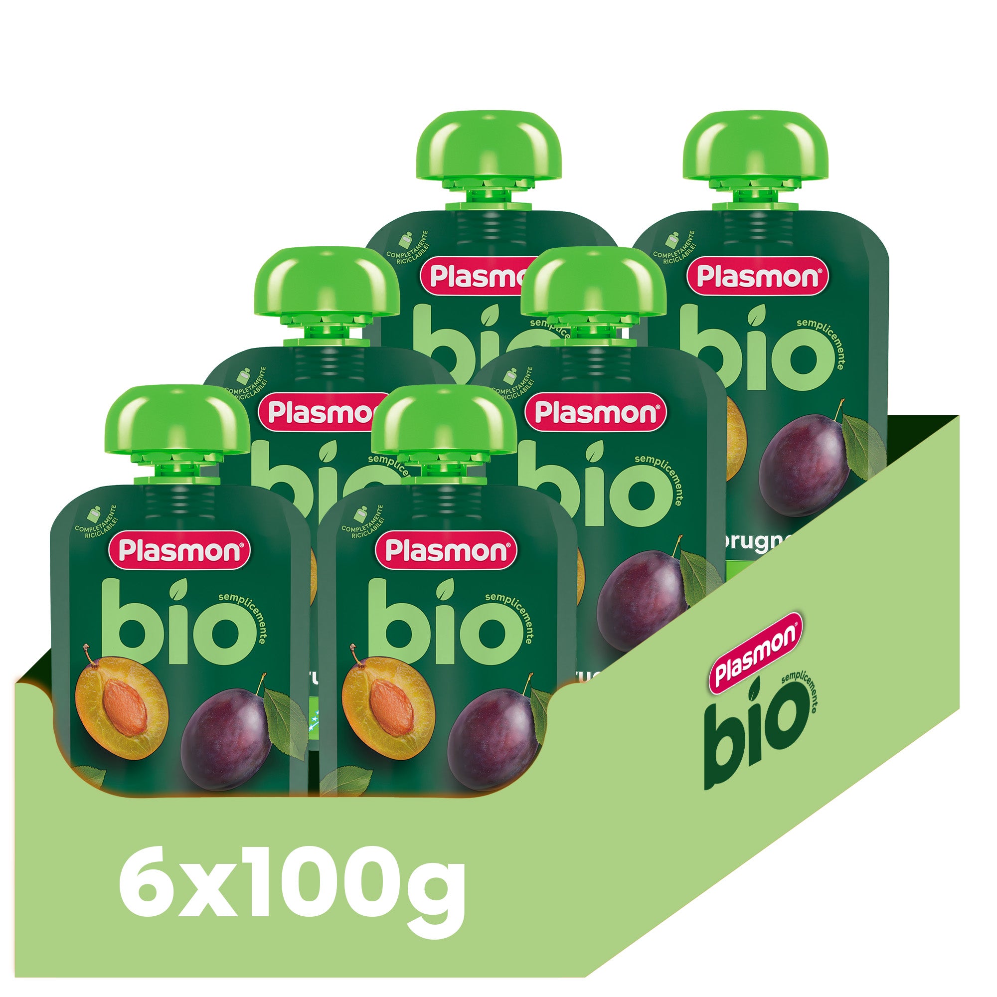 plasmon-bio-frullato-100-frutta-prugna-6x100-g image 1