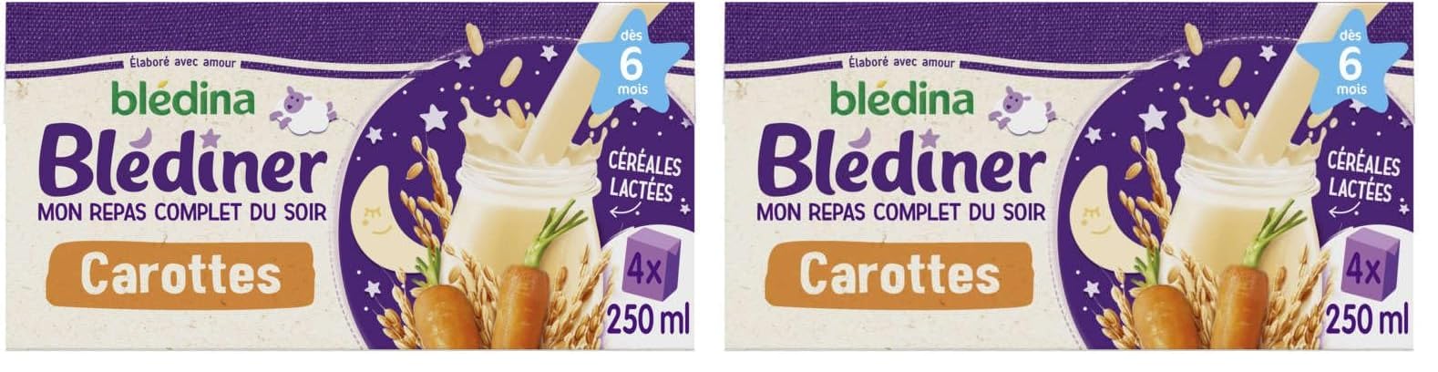 bl-dina-bl-diner-carottes-c-r-ales-lact-es-d-ner-b-b-d-s-6-mois-12-briques-de-25 image 1