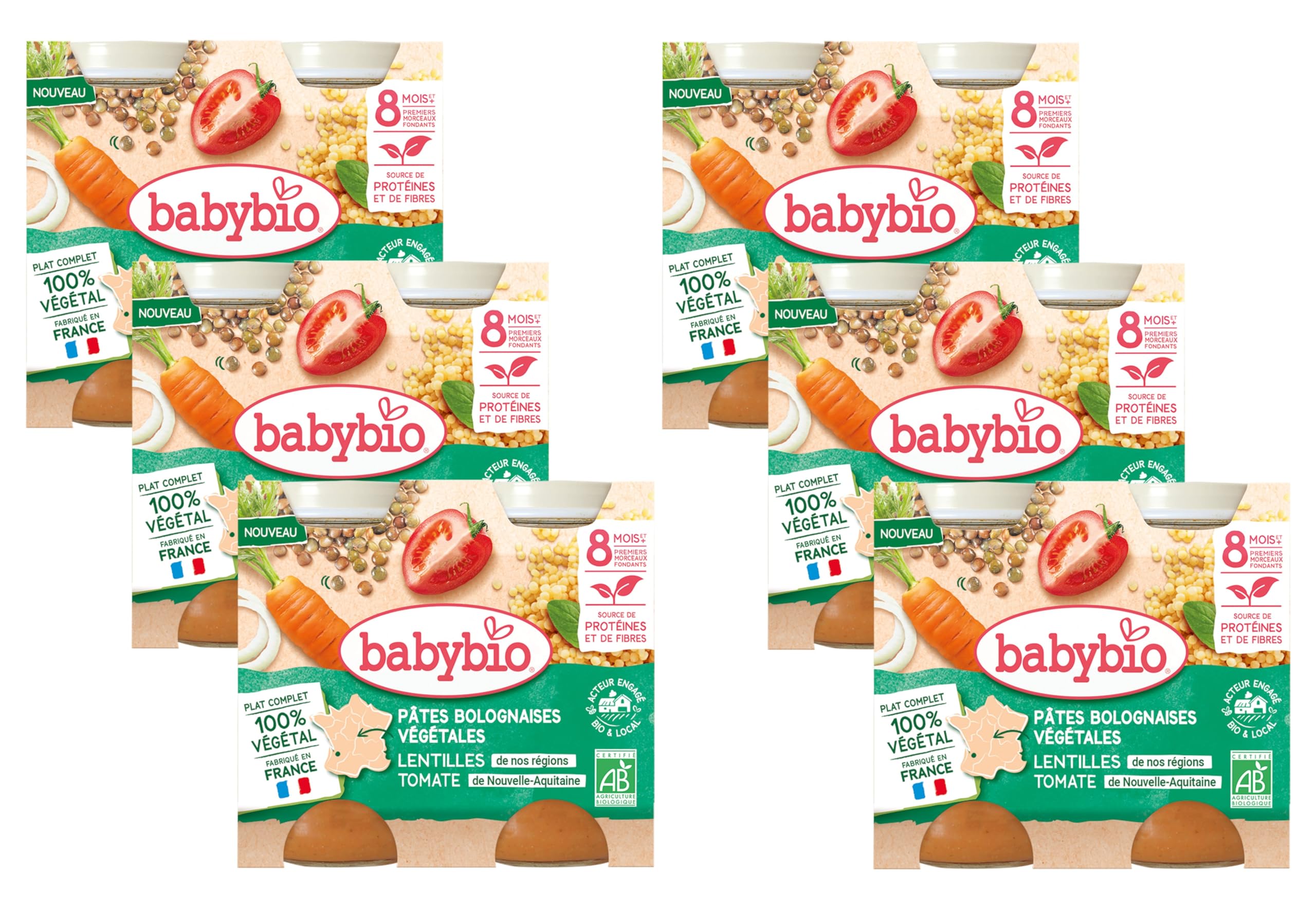 babybio-petits-pots-p-tes-bolognaises-v-g-tales-carottes-lentilles-tomates-d-s-8 image 1