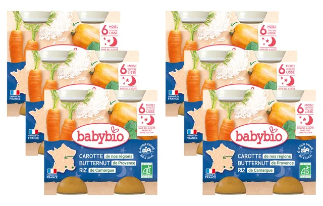 babybio-bonne-nuit-petits-pots-carotte-des-landes-butternut-riz-6-mois-2x200g-pa image 1