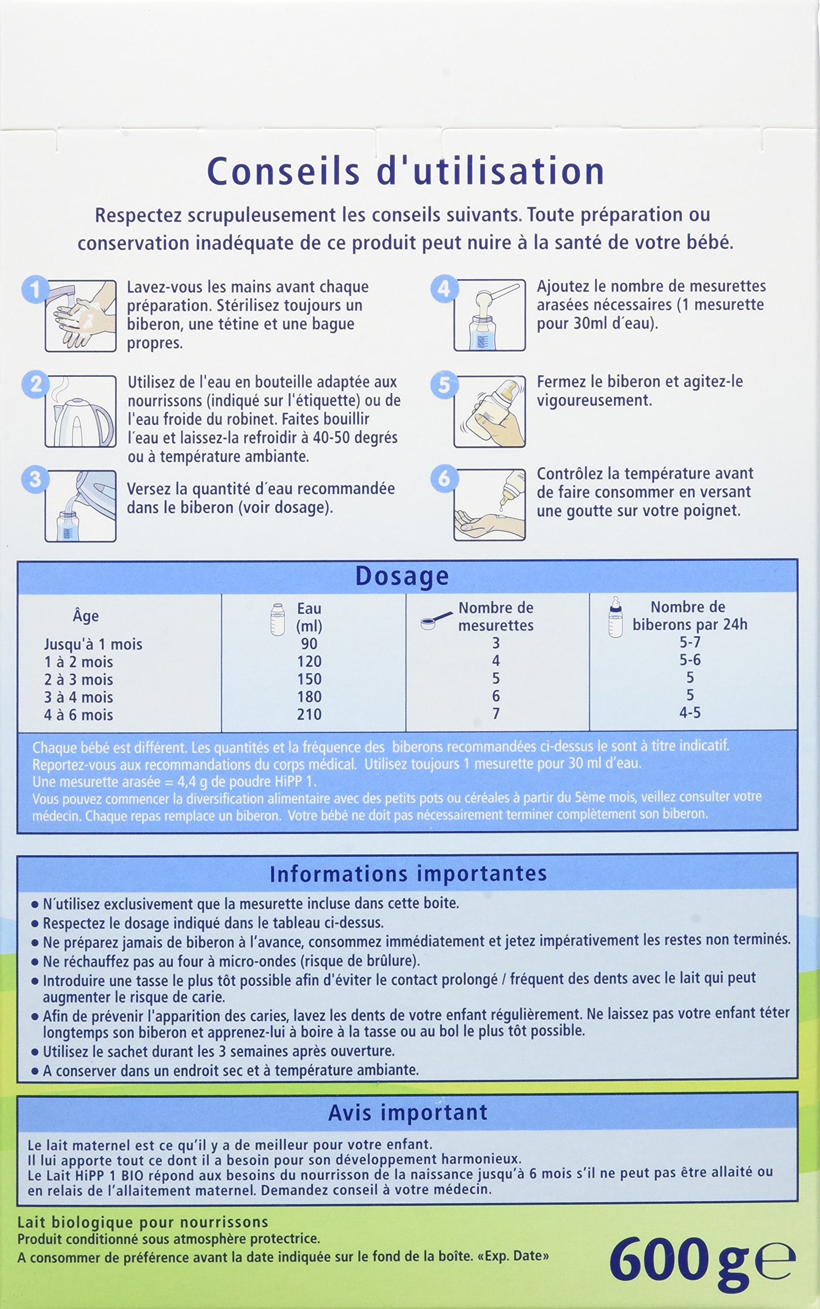 hipp-biologique-lait-1-bio-nourrissons-0-6-mois-4x600g image 2