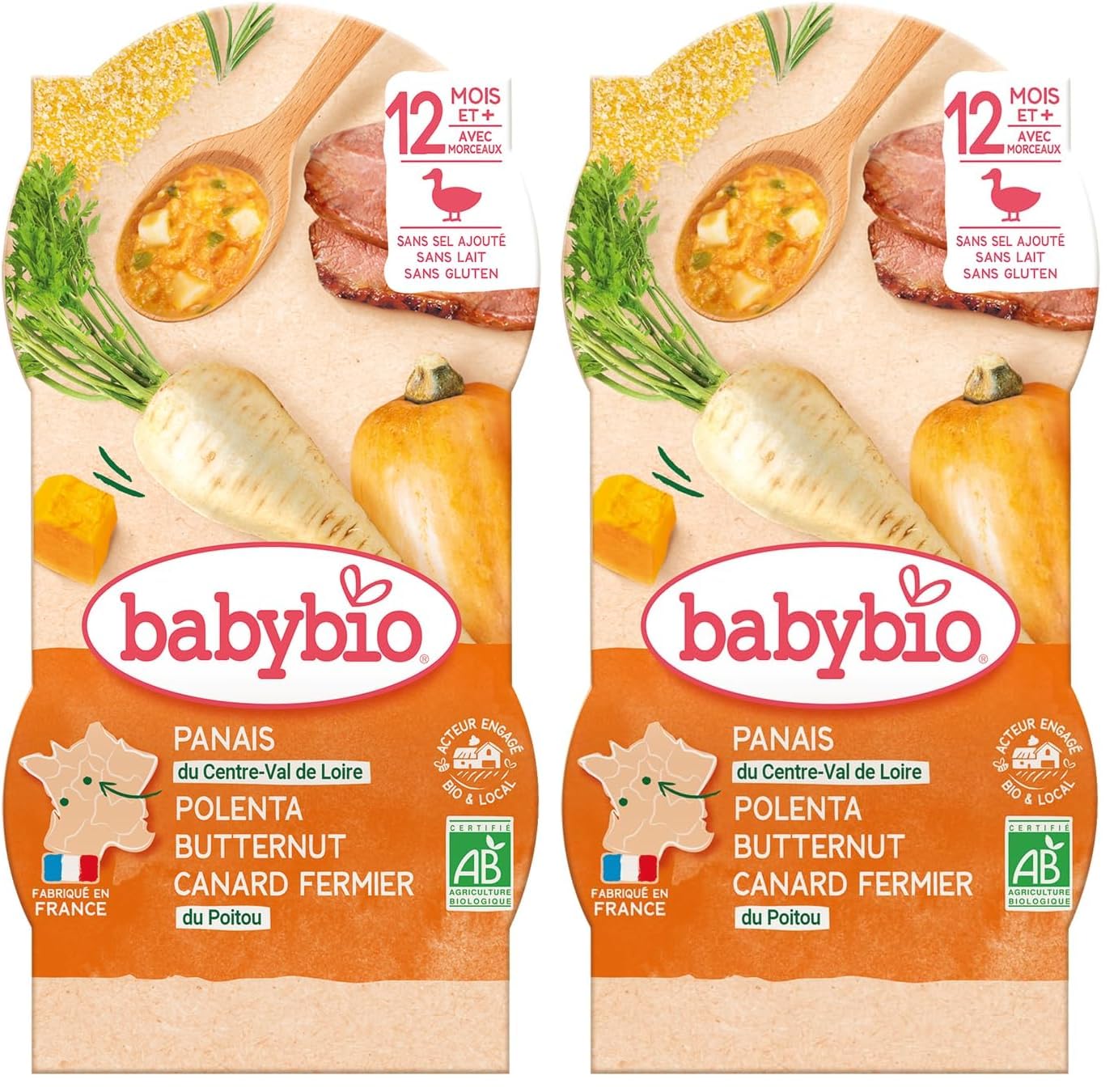 babybio-bol-panais-courge-butternut-canard-fermier-du-poitou-polenta-bio-400g image 2