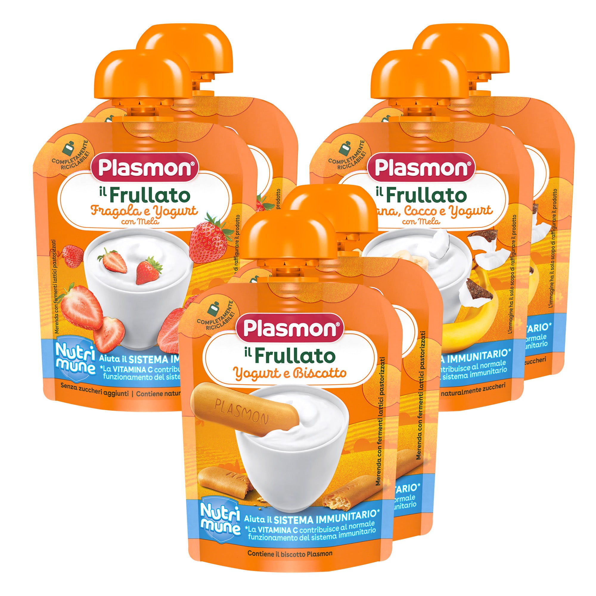 plasmon-pouch-dessert-nutri-mune-smoothies-fruits-et-lait-ferment-pack-6x85-g image 1