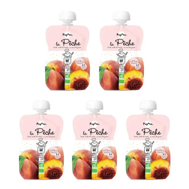 popote-pack-de-5-compotes-p-che-compotes-bio-d-s-4-6-mois image 1