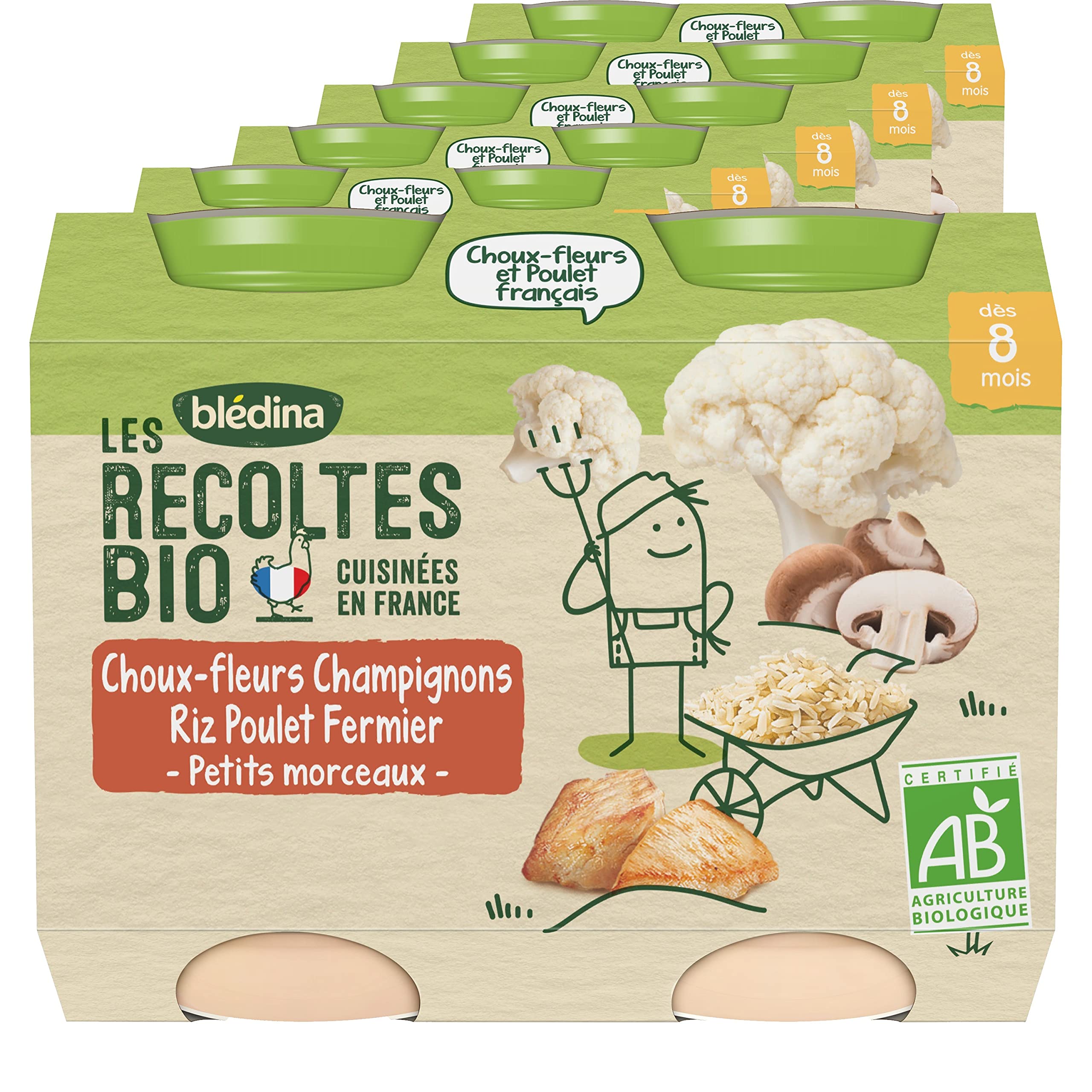 bl-dina-les-r-coltes-bio-choux-fleurs-champignons-riz-poulet-fermier-petits-pots image 1