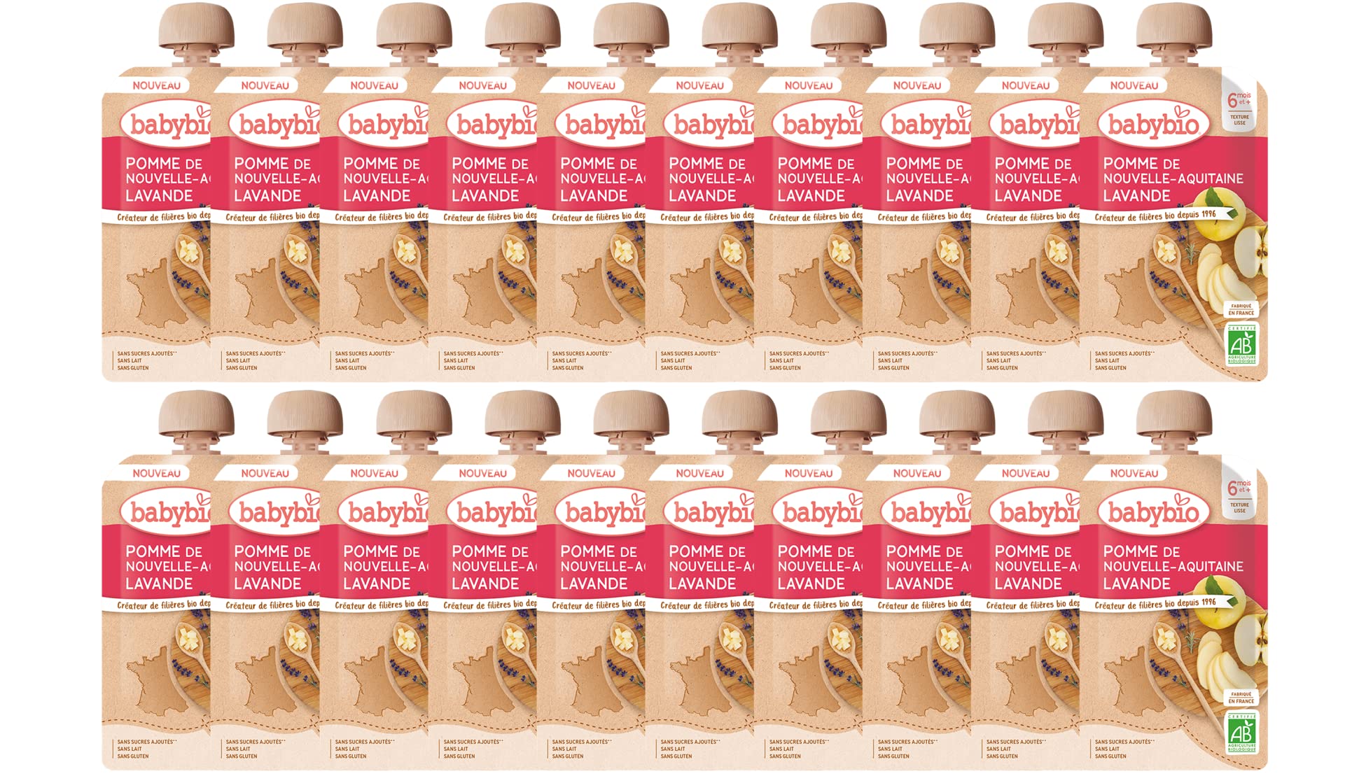 babybio-gourdes-pomme-lavande-bio-6-mois-120g-lot-de-20 image 1